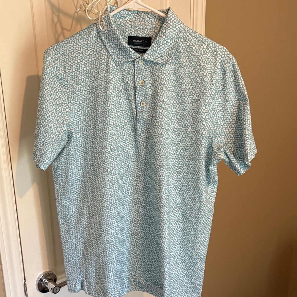 Bugatchi Light Blue Geometric Polo Shirt